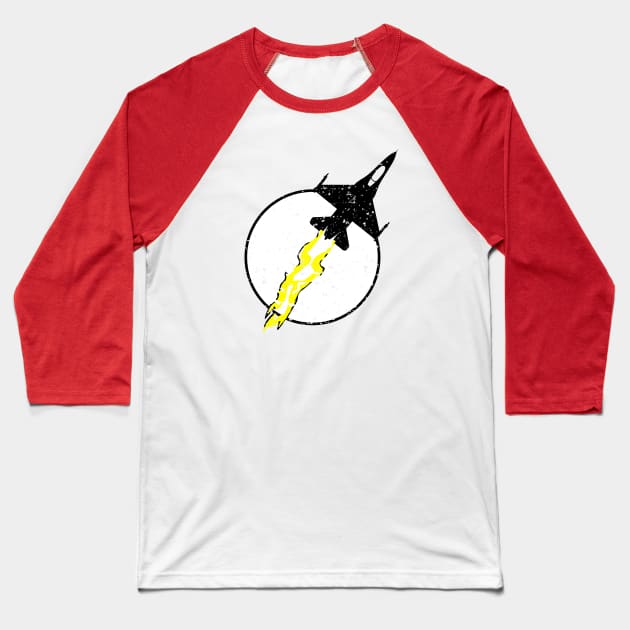 F-16 Fighting Falcon Thunder Logo Baseball T-Shirt by Mandra